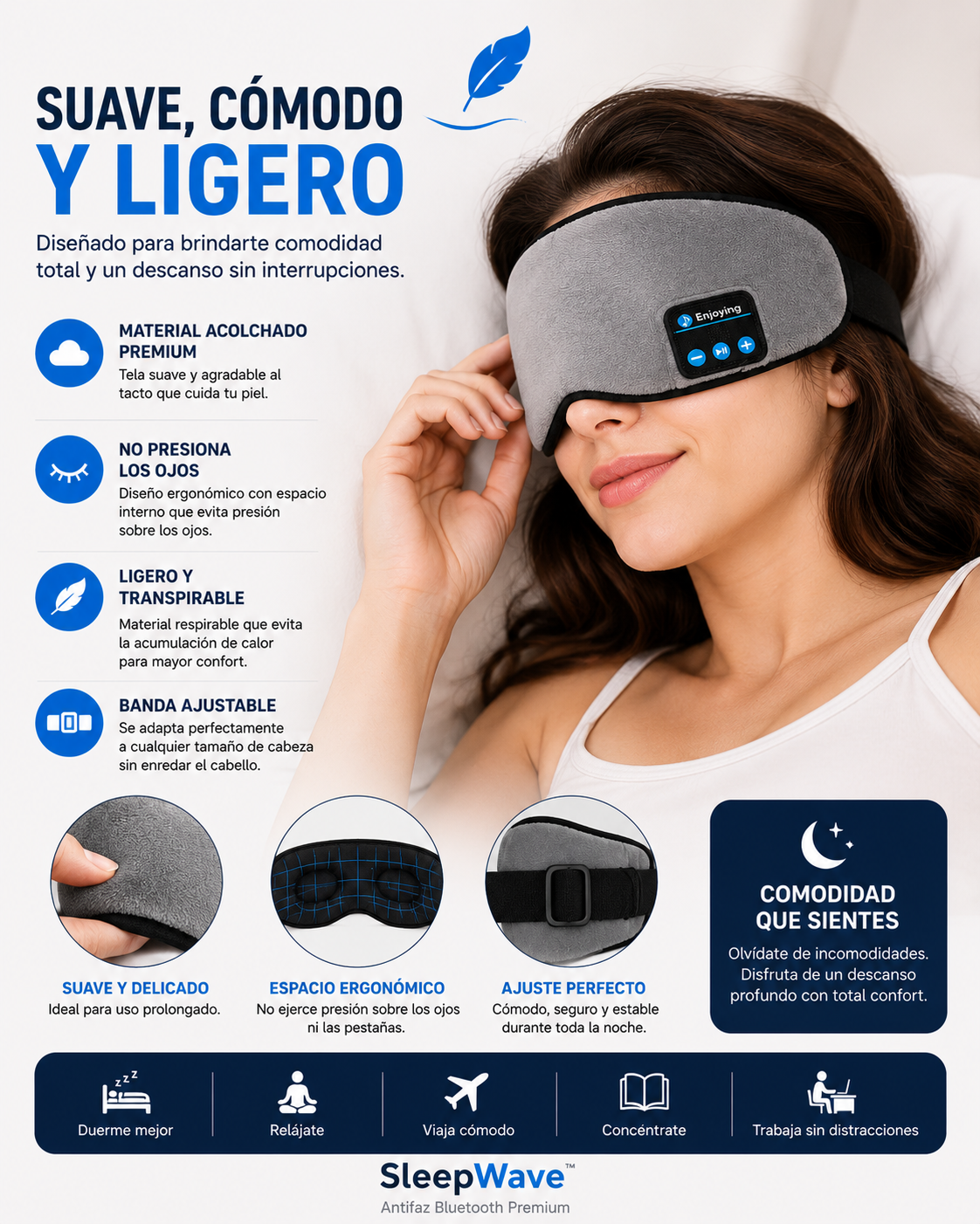 SleepSync™ | Antifaz Bluetooth Premium