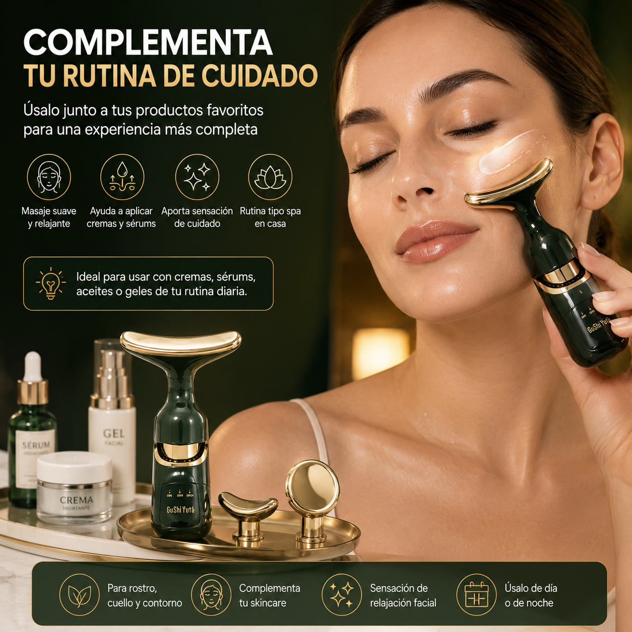 Masajeador Facial Premium 3 en 1 con Cabezales Intercambiables