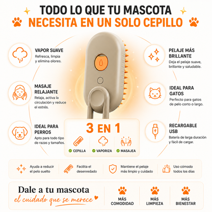 PetSteam™ Cepillo de Vapor 3 en 1