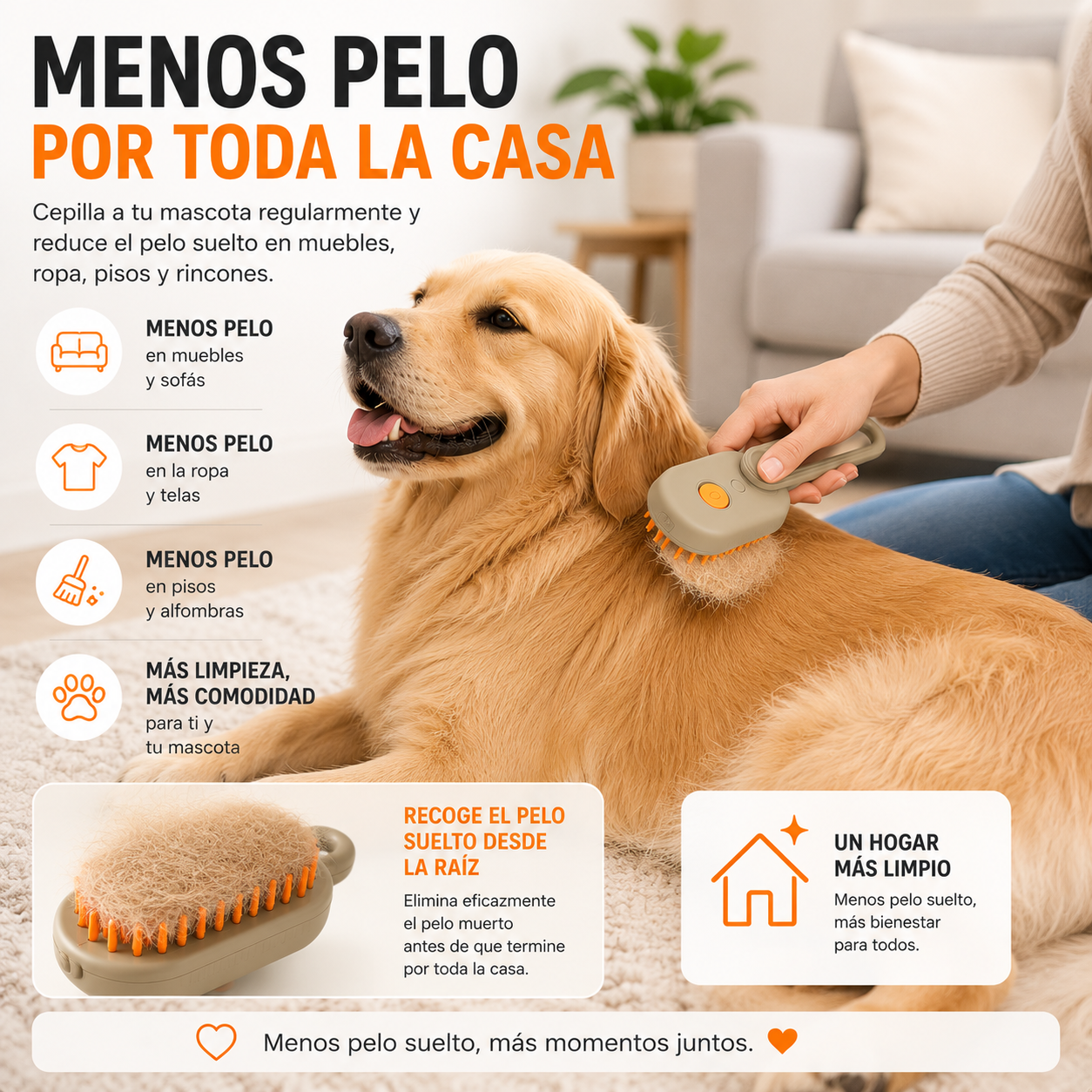 PetSteam™ Cepillo de Vapor 3 en 1