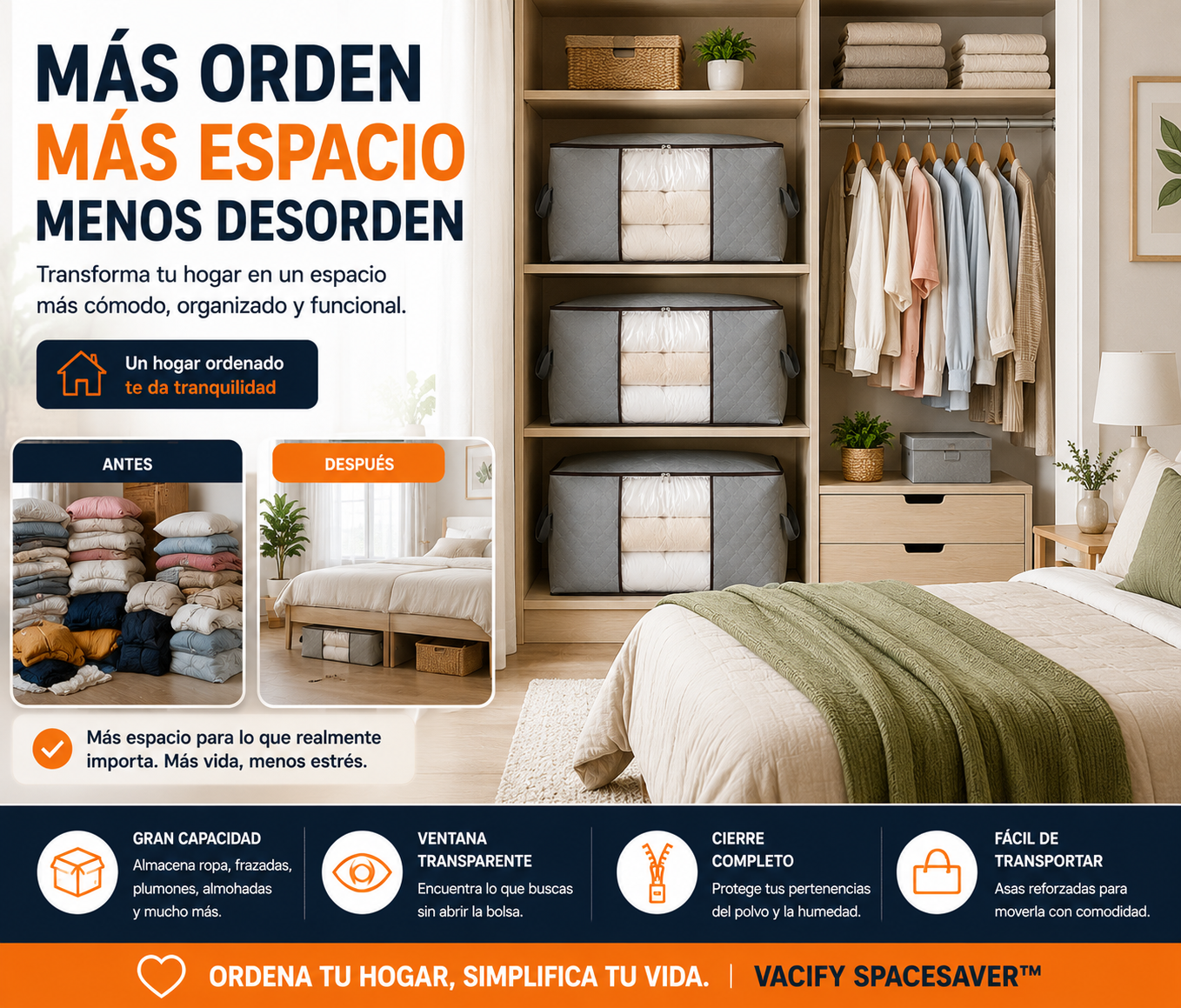 Vacify SpaceSaver™ | Organizador Premium de Alta Capacidad
