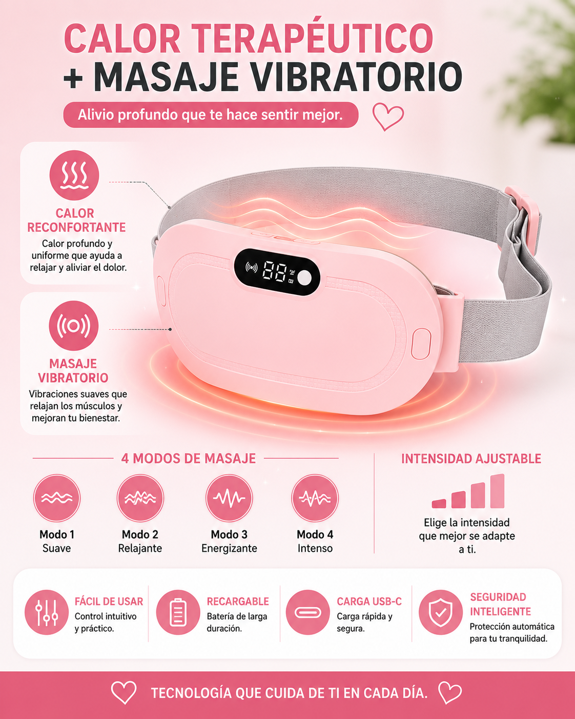 ComfortHeat™ | Cinturón Térmico para Cólicos Menstruales