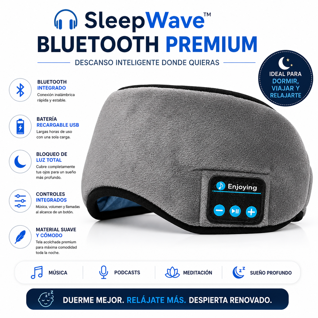 SleepSync™ | Antifaz Bluetooth Premium