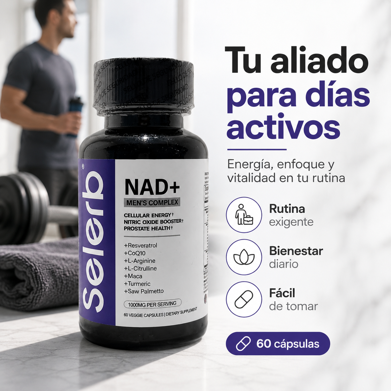 Selerb NAD+ Men’s Complex 1000 mg – Energía, Vitalidad y Bienestar Masculino