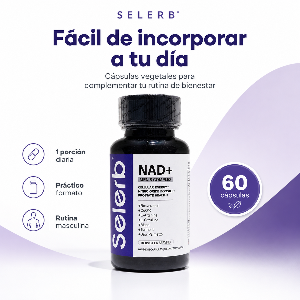 Selerb NAD+ Men’s Complex 1000 mg – Energía, Vitalidad y Bienestar Masculino