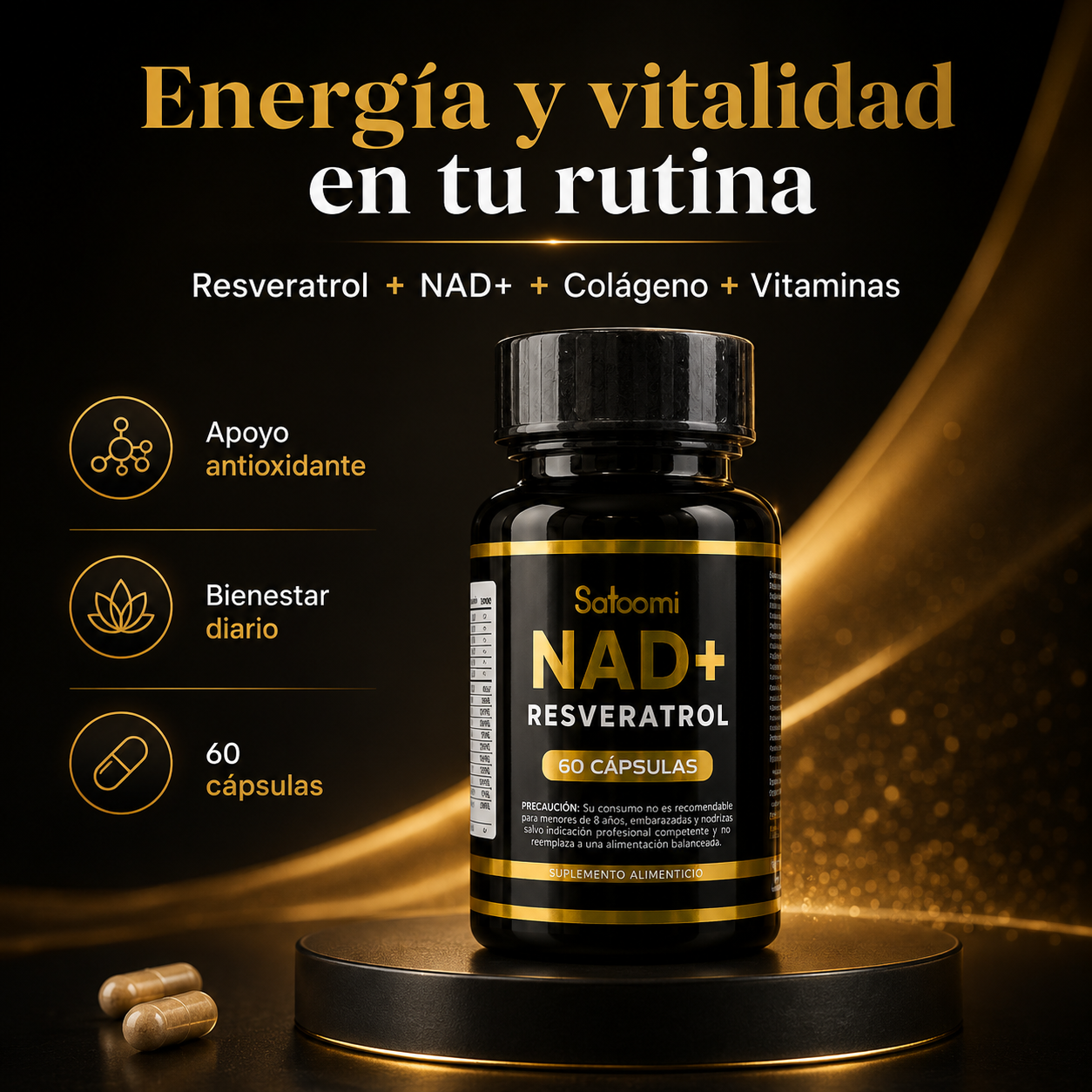 Satoomi NAD+ Resveratrol | Energía, Belleza y Bienestar