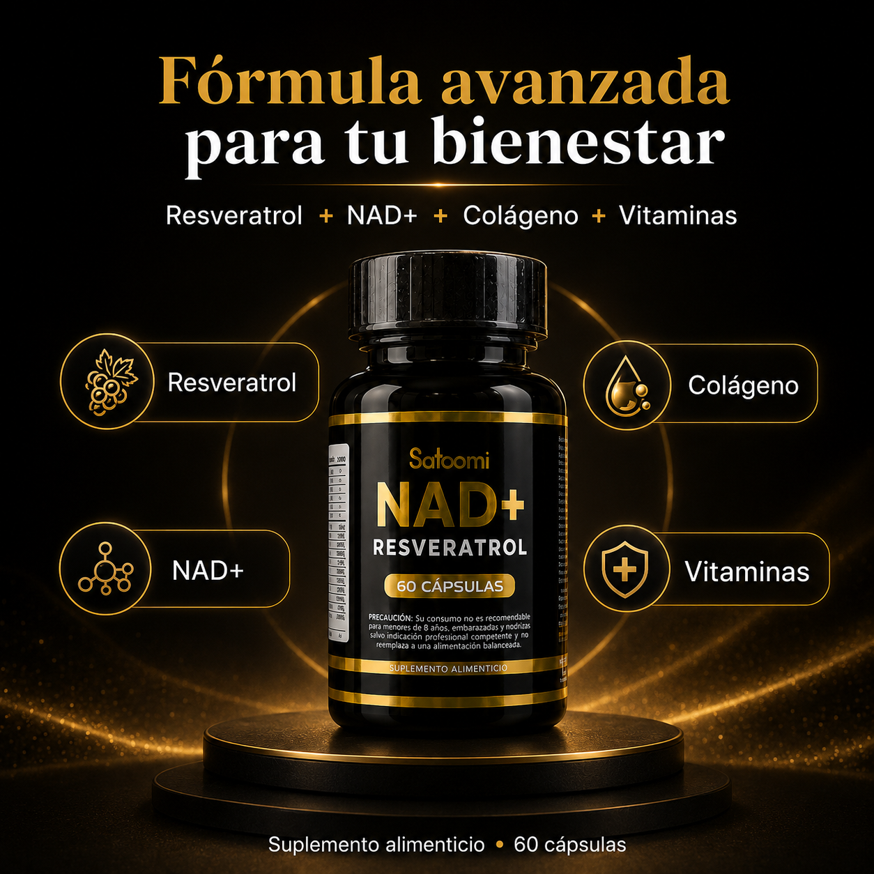 Satoomi NAD+ Resveratrol | Energía, Belleza y Bienestar