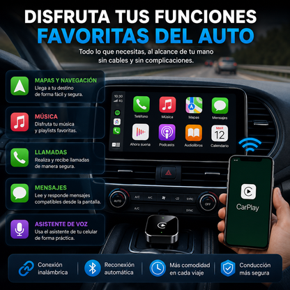 Adaptador CarPlay y Android Auto Inalámbrico 2 en 1