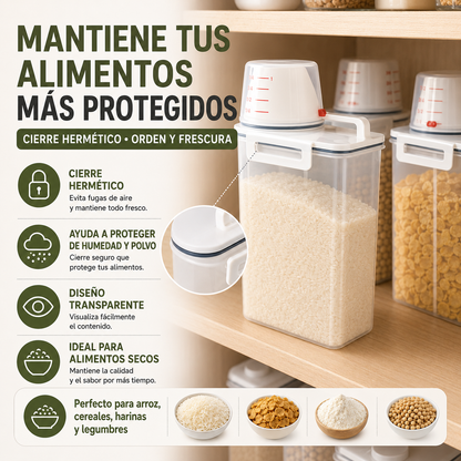 Contenedor Organizador de Cocina con Pico Dosificador y Tapa Medidora