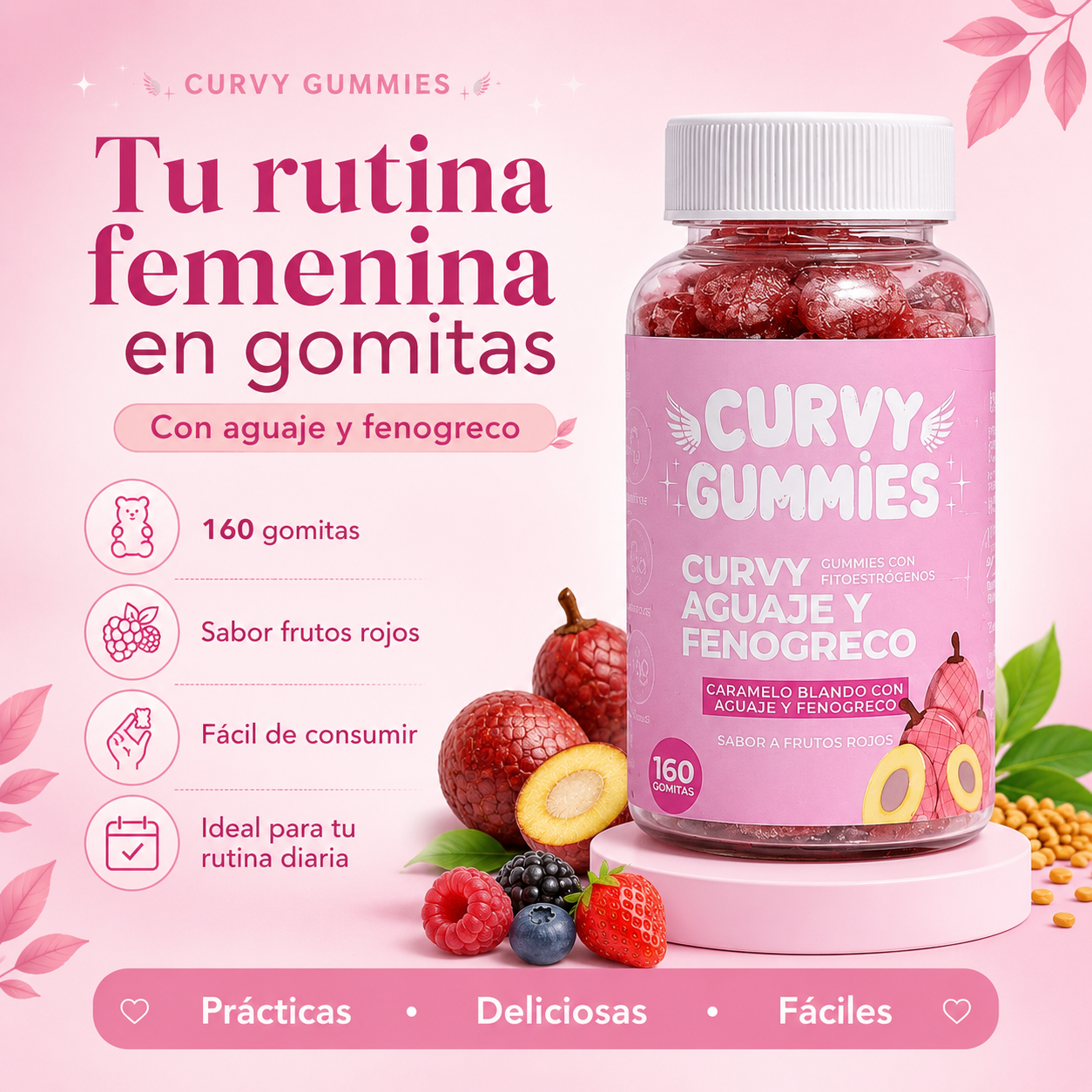 Curvy Gummies Aguaje y Fenogreco | Gomitas Femeninas