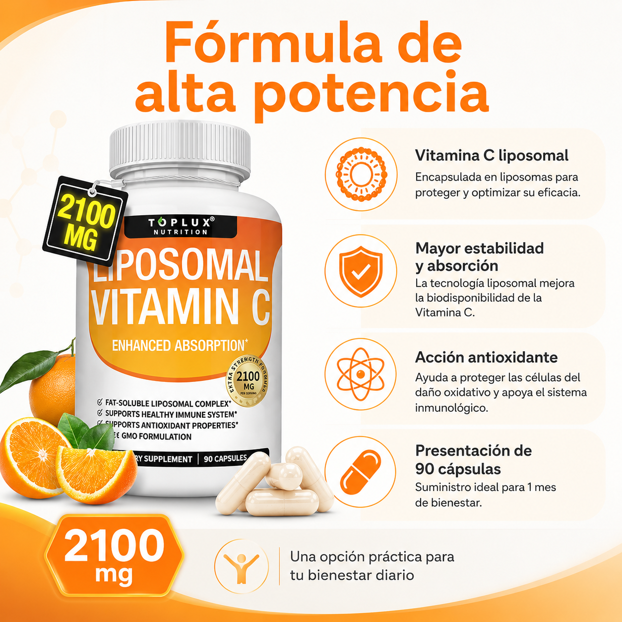 Vitamina C Liposomal 2100 mg | Alta Absorción y Apoyo Inmunológico