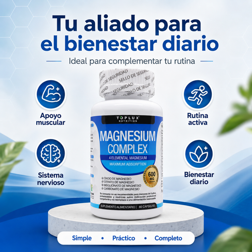 Magnesio Complex 600mg | Apoyo Muscular y Bienestar Diario
