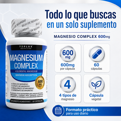 Magnesio Complex 600mg | Apoyo Muscular y Bienestar Diario