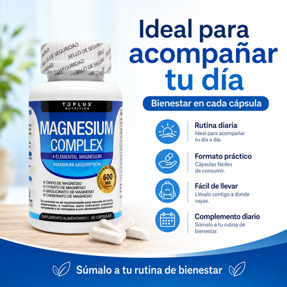 Magnesio Complex 600mg | Apoyo Muscular y Bienestar Diario