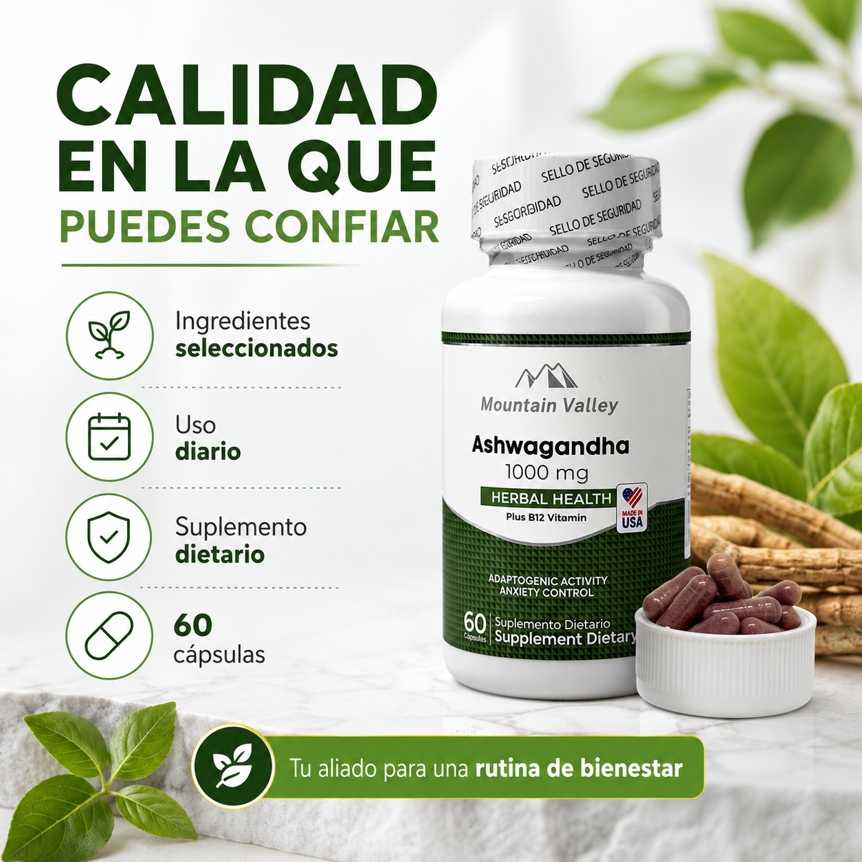 Ashwagandha 1000mg | Bienestar y Equilibrio Diario