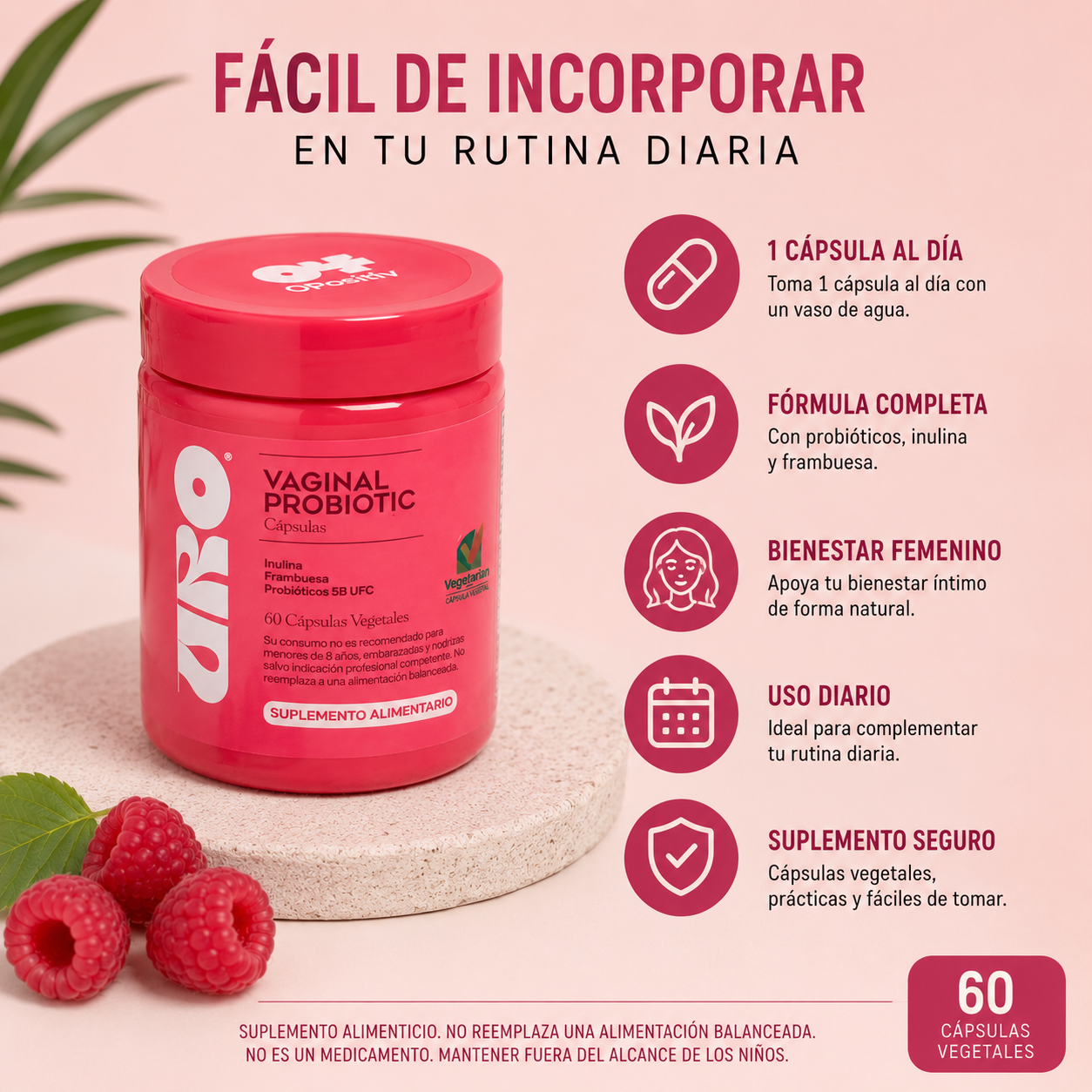 Probiótico Vaginal Uro | Bienestar Femenino 60 Cápsulas
