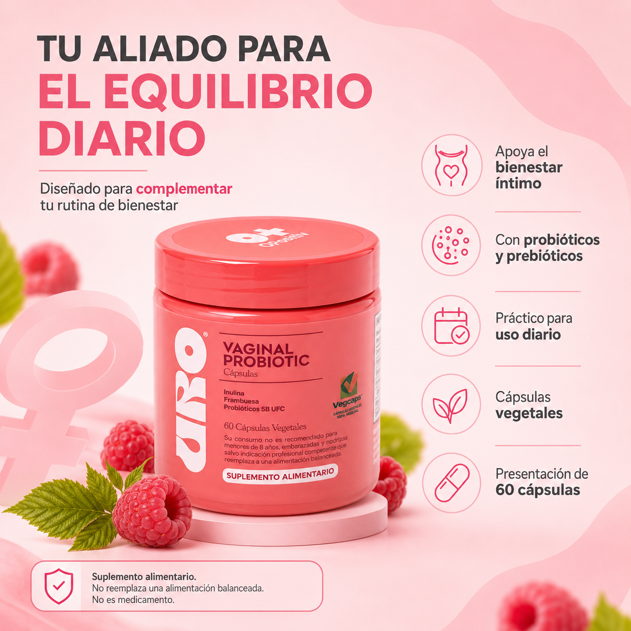 Probiótico Vaginal Uro | Bienestar Femenino 60 Cápsulas